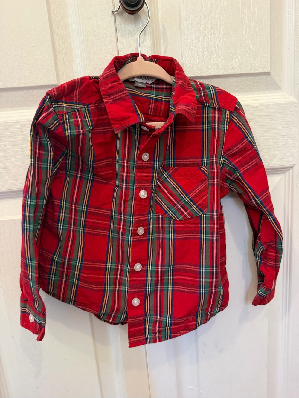 Rugged Butts boys Red Plaid Button-Up Shirt 4T holiday long sleeve